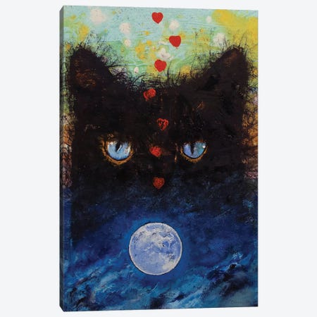 Black Cat In Moonlight Canvas Print #MCR252} by Michael Creese Canvas Artwork