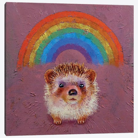 Hedgehog Rainbow Canvas Print #MCR253} by Michael Creese Canvas Artwork