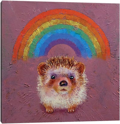 Hedgehog Rainbow Canvas Art Print - Rainbow Art