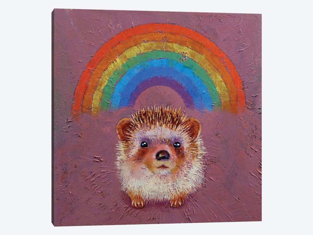 Hedgehog Rainbow by Michael Creese 1-piece Canvas Artwork