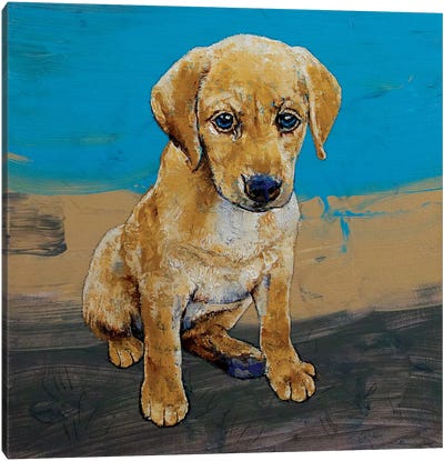 Yellow Lab Puppy Canvas Art Print - Puppy Art