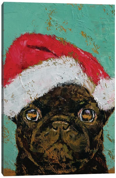 Christmas Pug Canvas Art Print - Pug Art