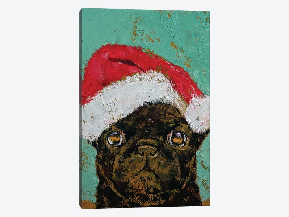 Christmas Pug by Michael Creese 1-piece Canvas Artwork