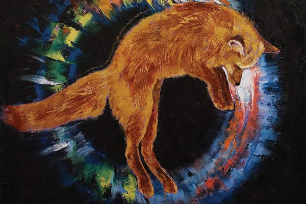 Foxes: Jumping Fox by Michael Creese