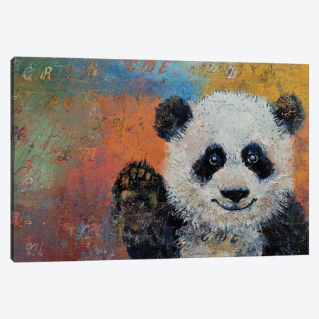 Panda Hello Canvas Print #MCR295} by Michael Creese Canvas Art Print