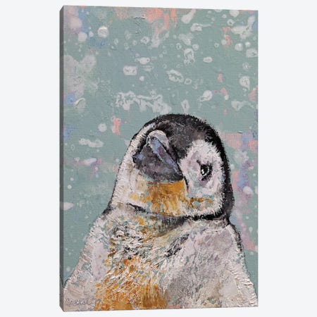 Baby Penguin Snowflakes Canvas Print #MCR296} by Michael Creese Canvas Art Print
