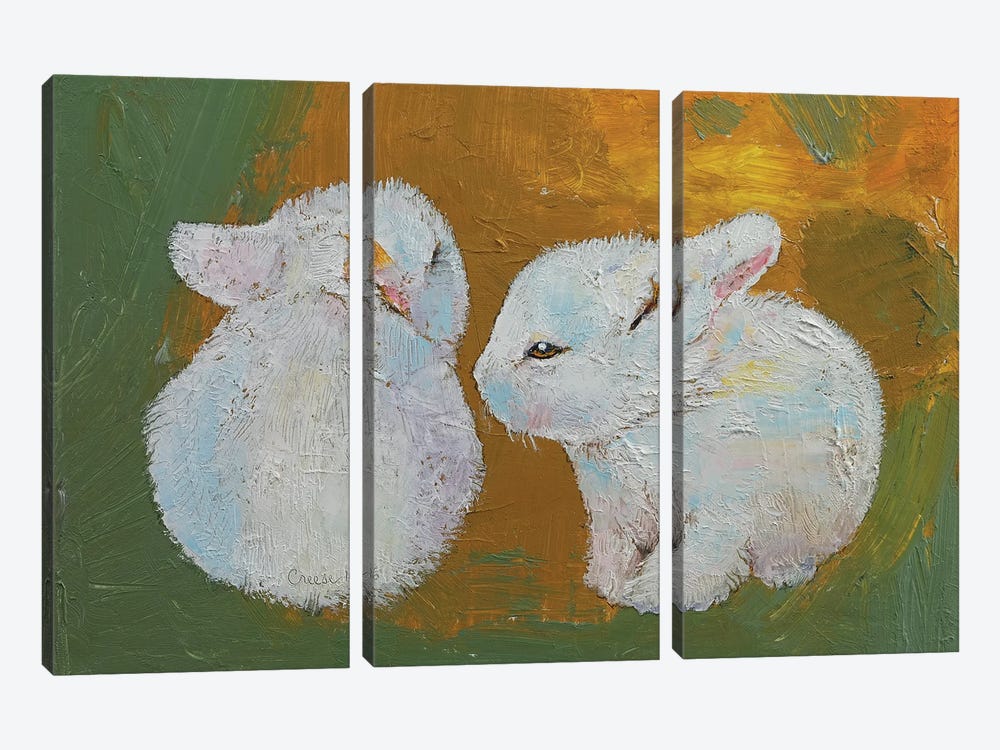 Bunnies by Michael Creese 3-piece Canvas Wall Art