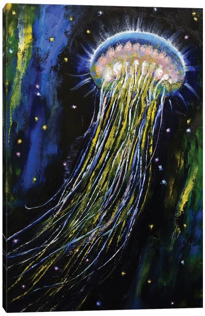 Jellyfish In Space Canvas Art Print - Jellyfish Art