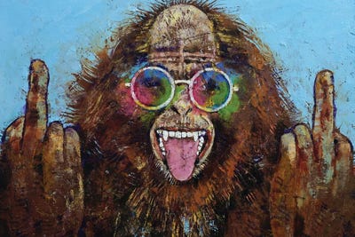 Bigfoot Double Bird by Michael Creese art print