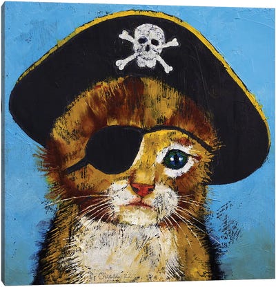 Pirate Kitten Canvas Art Print - Kitten Art
