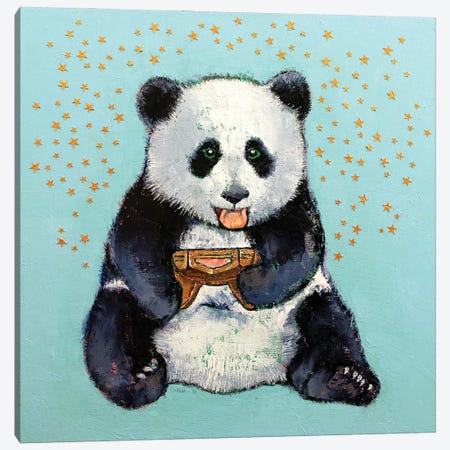 Panda Gamer Canvas Print #MCR324} by Michael Creese Canvas Art Print