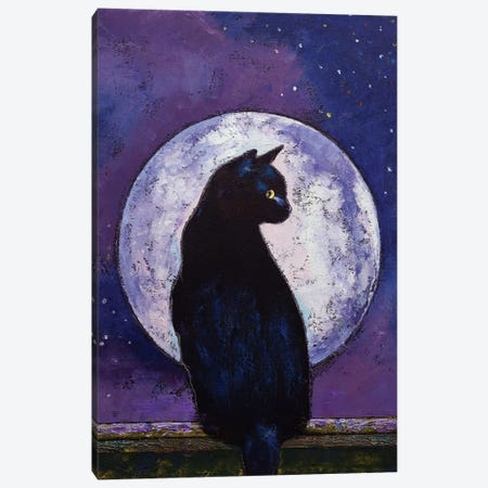 Black Cat Moonlight Canvas Print #MCR326} by Michael Creese Canvas Print