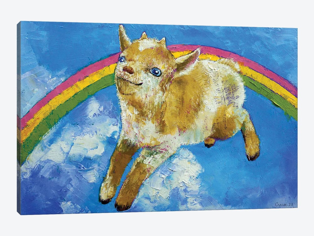 Jumping Baby Goat by Michael Creese 1-piece Canvas Art Print