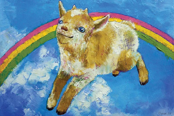 Rainbows: Jumping Baby Goat by Michael Creese