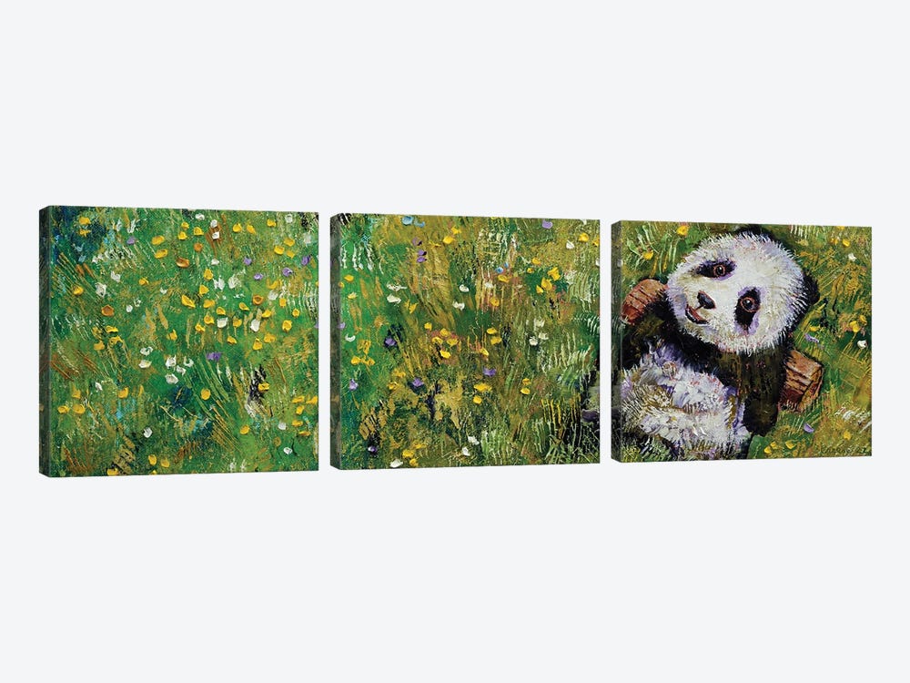 Chillin Baby Panda by Michael Creese 3-piece Canvas Print
