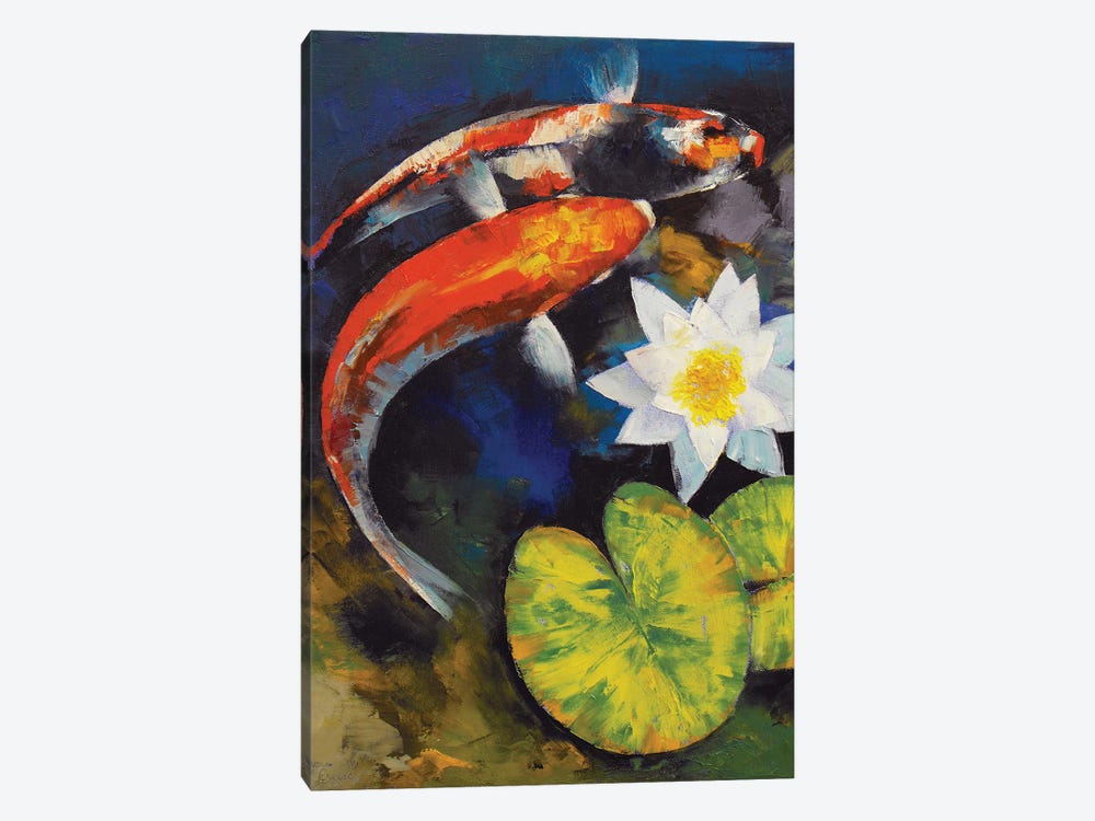Koi Fish And Water Lily by Michael Creese 1-piece Canvas Print