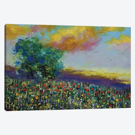 Sunset With Wildflowers Canvas Print #MCR352} by Michael Creese Canvas Art Print