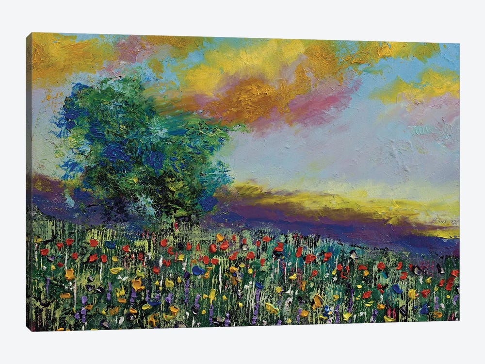 Sunset With Wildflowers by Michael Creese 1-piece Canvas Artwork