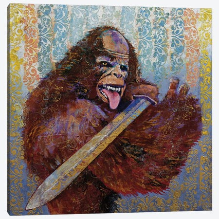 Bigfoot Samurai Canvas Print #MCR372} by Michael Creese Art Print