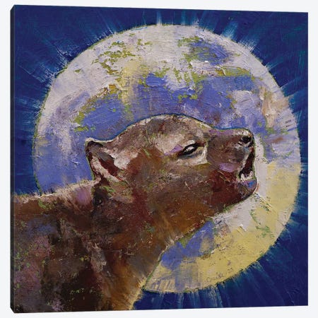 Baby Wolf Moon Canvas Print #MCR375} by Michael Creese Canvas Artwork