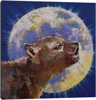 Baby Wolf Moon Canvas Art Print - Michael Creese