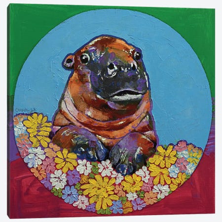 Baby Hippo Canvas Print #MCR384} by Michael Creese Canvas Print