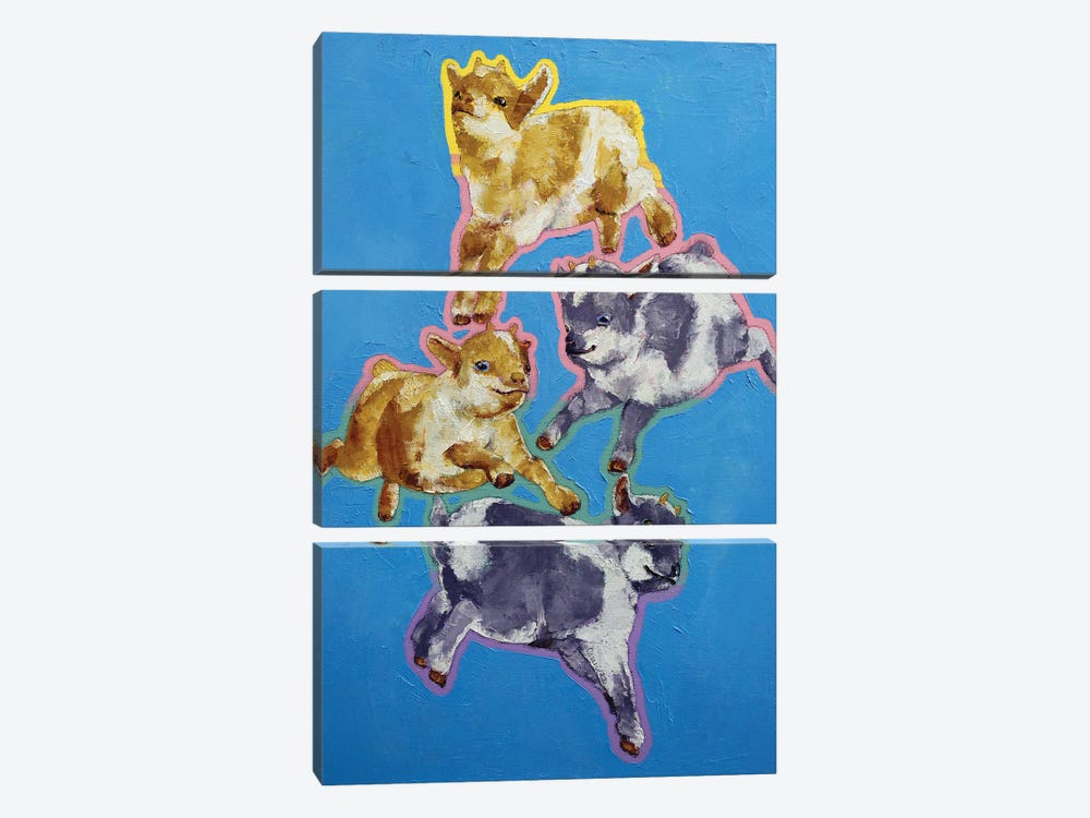 Baby Goats by Michael Creese 3-piece Canvas Artwork