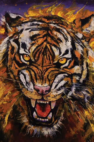 Fire Tiger by Michael Creese framed wall art