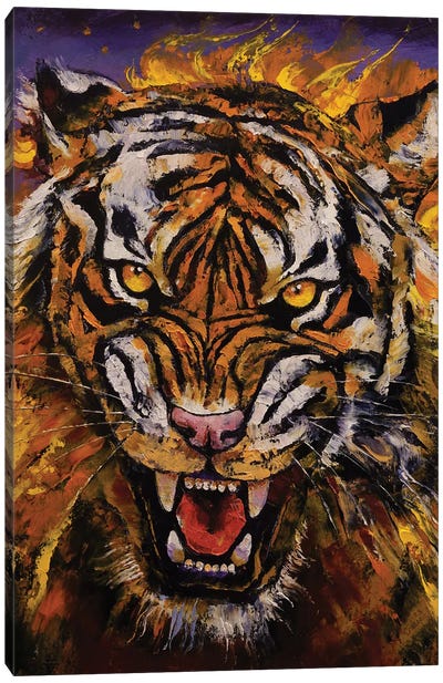 Fire Tiger Canvas Art Print - Michael Creese
