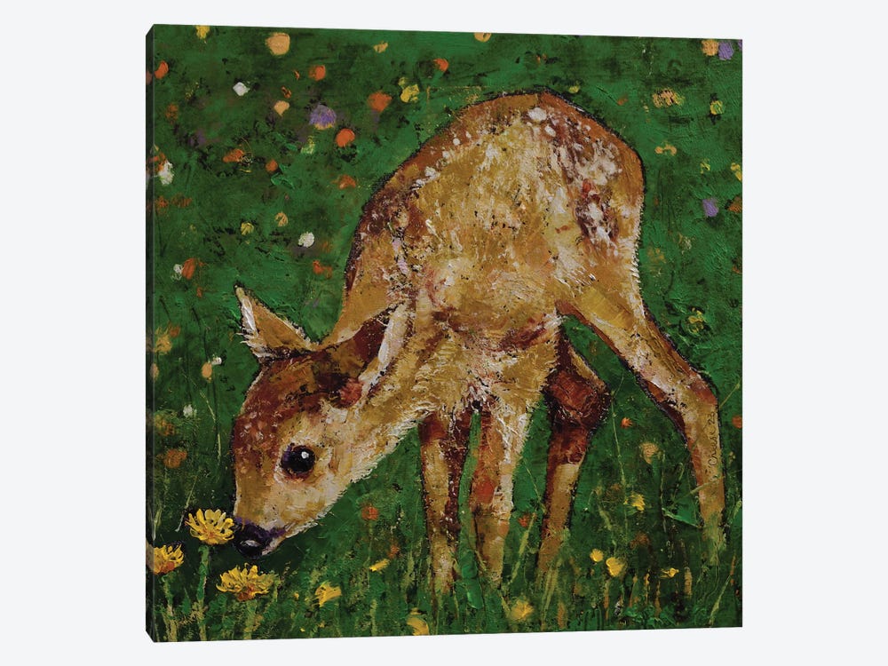 Fawn With Dandelions by Michael Creese 1-piece Canvas Artwork