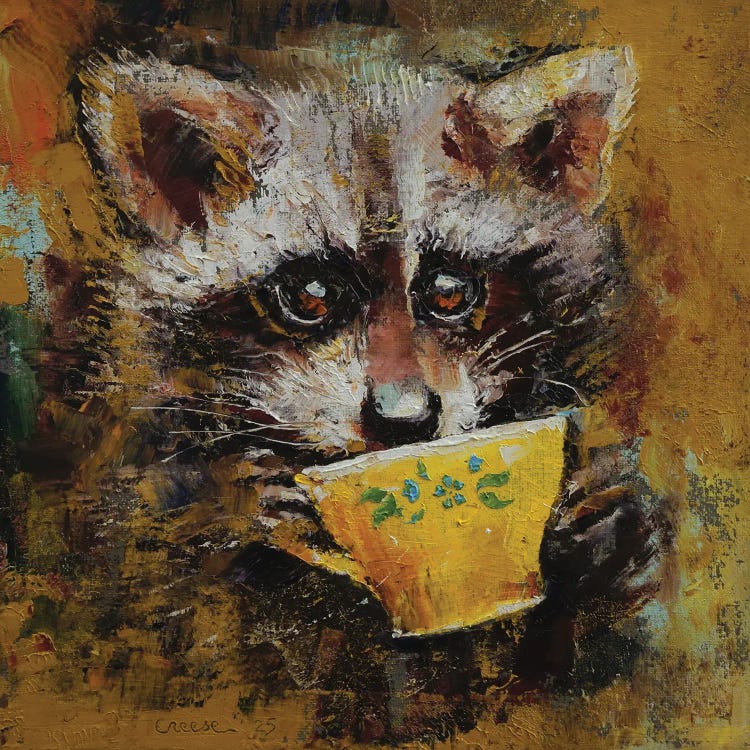 Raccoon With Teacup