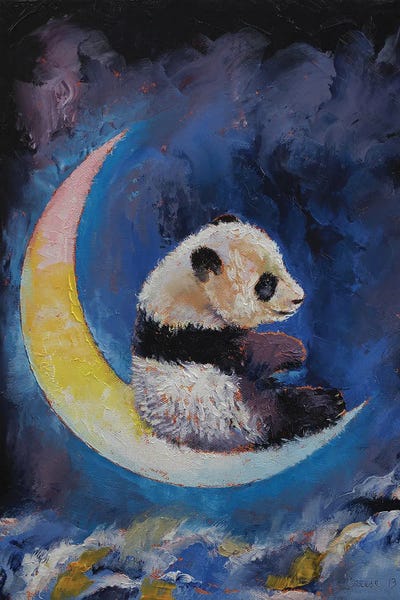 Brown - Canvas Prints: Panda Crescent Moon by Michael Creese