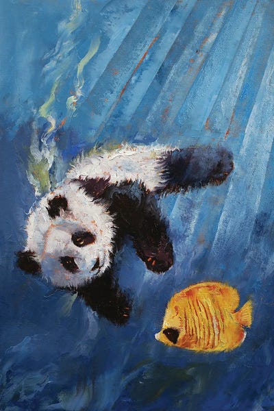 Brown - Canvas Prints: Panda Diver by Michael Creese