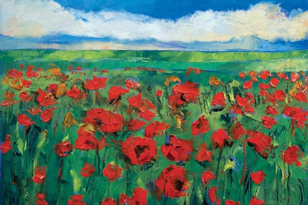 Poppies: Field Of Red Poppies by Michael Creese
