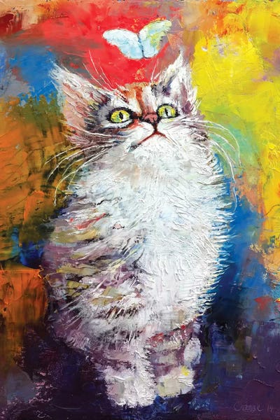 Kitten And Butterfly by Michael Creese framed wall art