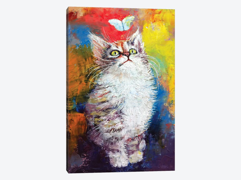 Kitten And Butterfly by Michael Creese 1-piece Canvas Art Print