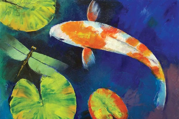 Koi: Kohaku Koi And Dragonfly by Michael Creese