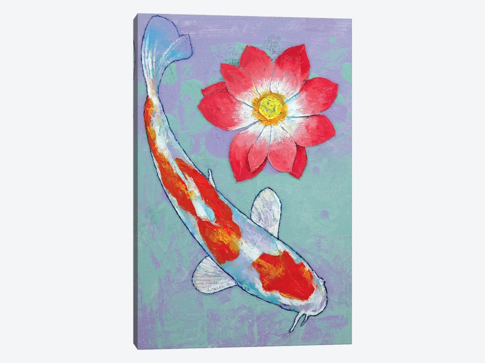 Koi And Lotus by Michael Creese 1-piece Canvas Art