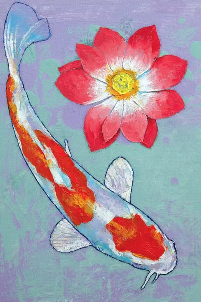 Lotuses: Koi And Lotus by Michael Creese