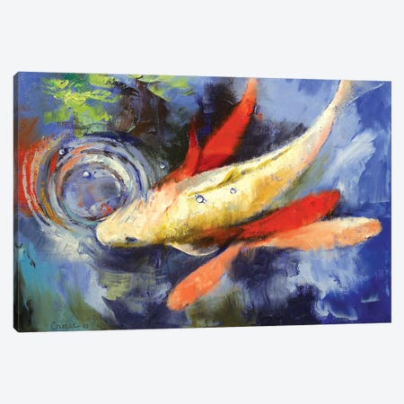 Koi And Water Ripples Canvas Print #MCR68} by Michael Creese Canvas Artwork