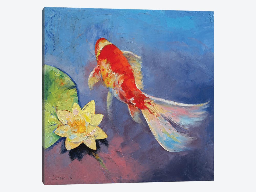 Koi On Blue And Mauve by Michael Creese 1-piece Canvas Print