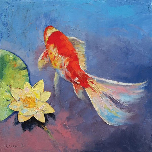 Koi: Koi On Blue And Mauve by Michael Creese