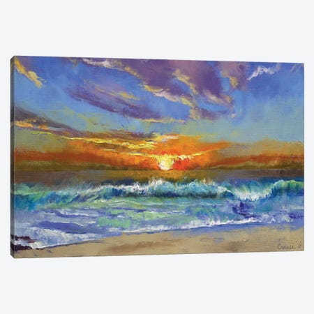Malibu Beach Sunset Canvas Print #MCR75} by Michael Creese Canvas Wall Art