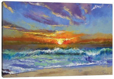 Malibu Beach Sunset Canvas Art Print - Malibu