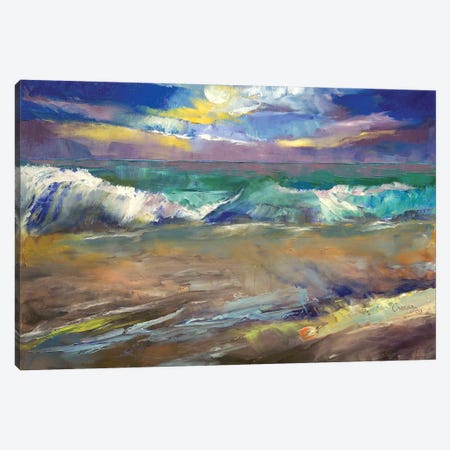 Moonlit Waves Canvas Print #MCR77} by Michael Creese Canvas Wall Art