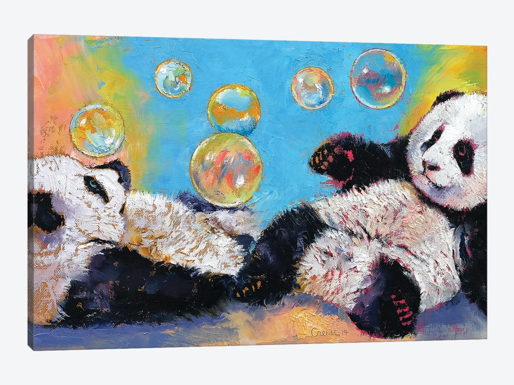 Panda Bubbles by Michael Creese 1-piece Canvas Artwork