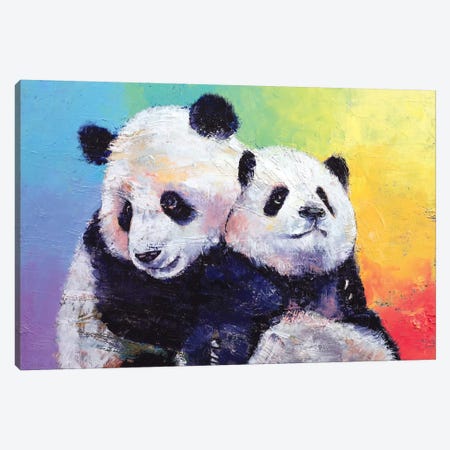 Panda Hugs Canvas Print #MCR89} by Michael Creese Canvas Wall Art