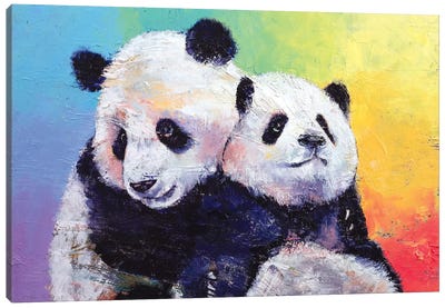 Panda Hugs Canvas Art Print - Wildlife Art