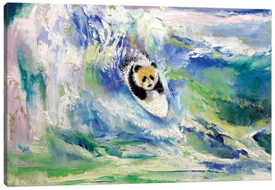 Panda Surfer Canvas Art Print - Michael Creese