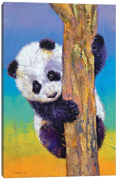 Peekaboo Canvas Art Print - Panda Art